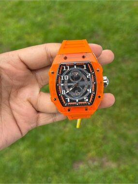 Invicta Orange and Black Tonneau Sport Chronograph Mens Watch